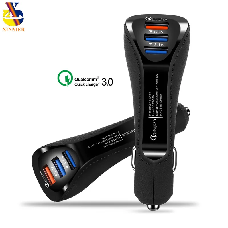 3 منافذ سريعة تهمة 3.0 شاحن سيارة 3.1A USB شاحن آيفون سامسونج LG الهاتف المحمول أقراص سيارة التصميم سيارة-شاحن