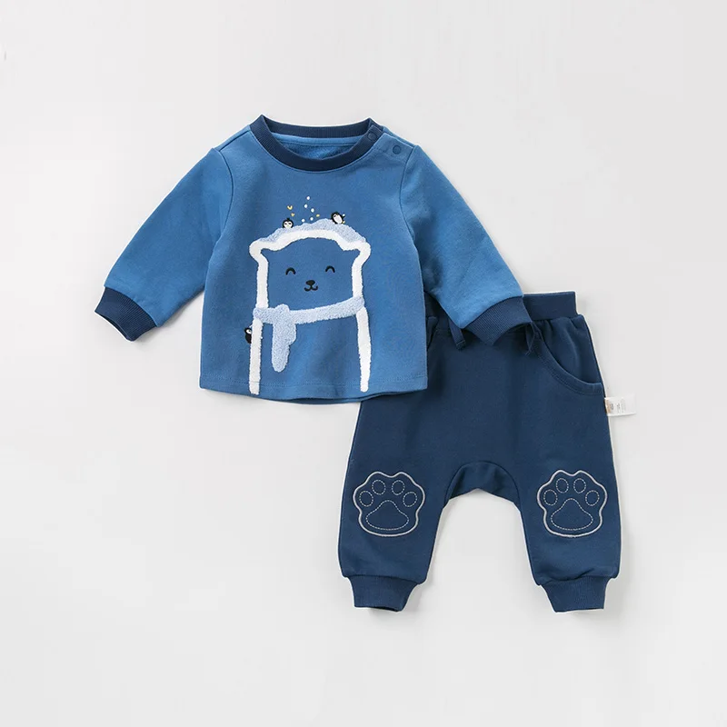 Dave bella/комплекты модной осенней одежды для маленьких мальчиков; комплекты со штанами и длинными рукавами; детская одежда с принтом; DBJ10978