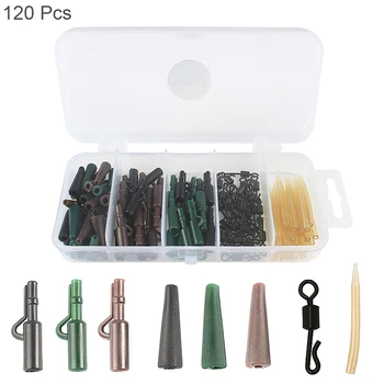 

120pcs/lot Carp Fishing Accessory Kit Including Lead Safety Clips Quick Change Swivels Anti-tangle Sleeves with Box