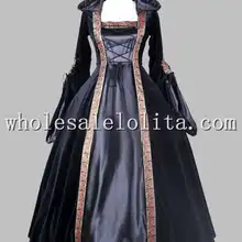 Черный вельветовый в готическом стиле и шелковистый костюм ведьмы на Хэллоуин, платье для костюмированной вечеринки, милое платье