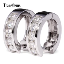 TransGems 1 TCW Carat Lab Grown Moissanite Diamond Hoop Earrings in Solid 18K White Gold for Women Wedding Engagement Birthday