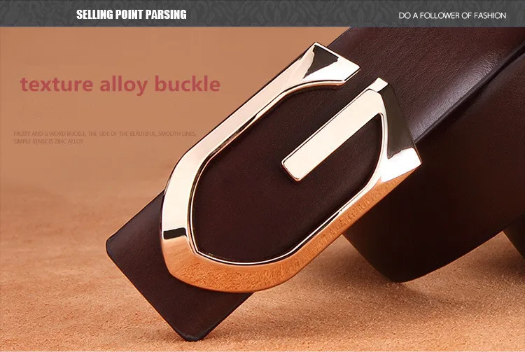 HooltPrinc NEW Smooth buckle men belt Cowhide leather fashion luxury high quality alloy length can be adjusted belts for men