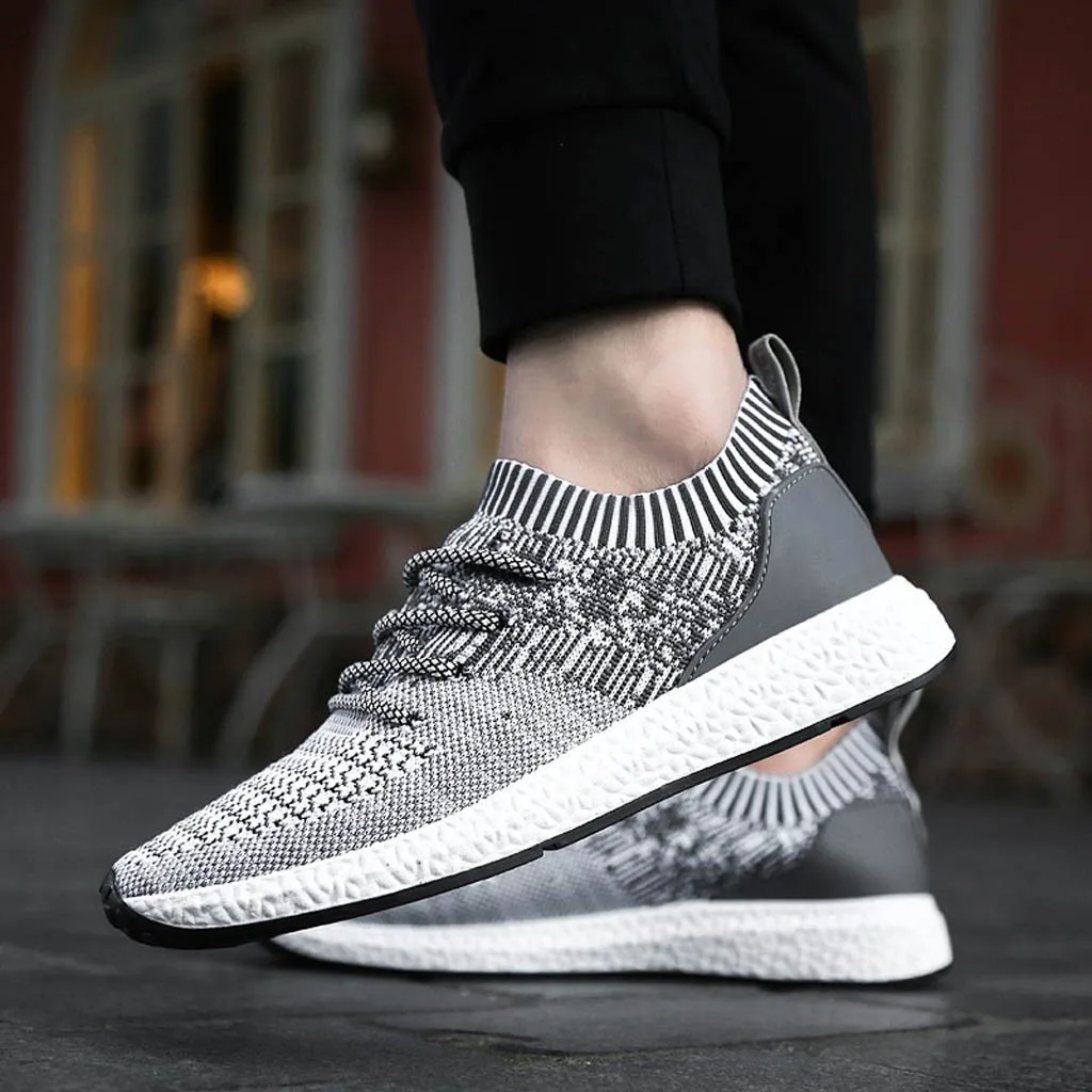 Men's Woven Breathable Sneakers Fashion Large Size Casual Shoes Running Shoes High Quality Soft Mesh Men Shoes 2019 Summer#w