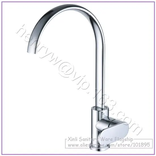 L15796 Luxury Square Tall Kitchen Sink Faucet Deck Mounted Silver