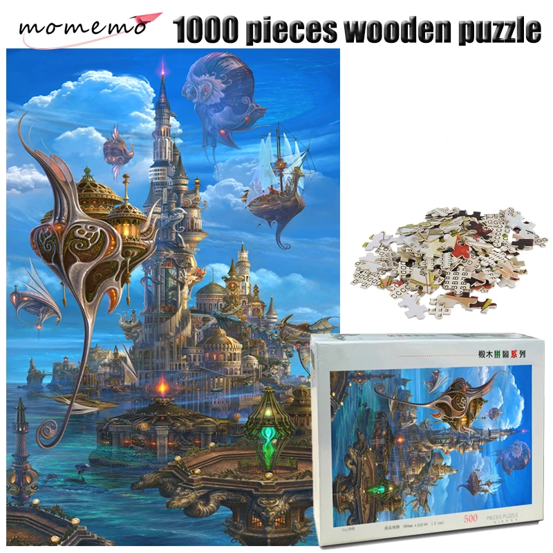 

MOMEMO Mirage Adult Wooden 1000 Pieces Puzzle Exquisite Science Fiction Landscape Jigsaw Puzzle 500/1000 Pieces Puzzle Game Gift