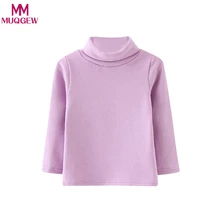 Футболки топы для мальчиков с высоким воротником, Детская рубашка Одежда для маленьких девочек рубашки с длинными рукавами и высоким воротником однотонная блузка рубашки для мальчиков