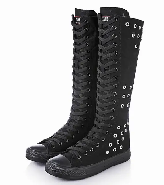 knee high canvas shoes