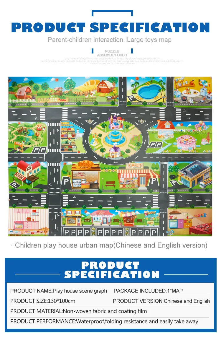 Rodovia de Tráfego de Estrada Esteira do Jogo do Bebê Educativos para Crianças Tapete Cidade Cena Mapa Jogo Brinquedos Jogos Ginásio 6 Tapete cidade estrada cena tráfego estrada mapa
