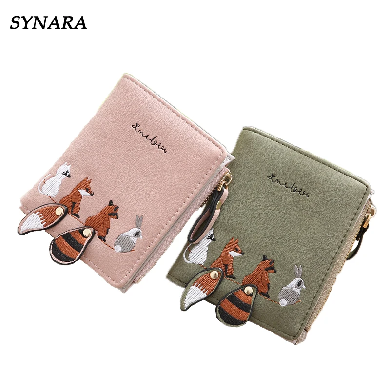 

Women's Fashion Cute Fox with Movable Tail Wallets PU Leather Coin Purse Bi-fold Wallet Clutch Bag for Teen Girls Ladies