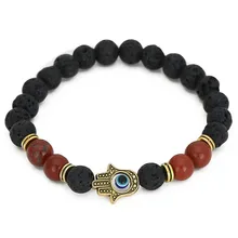 Натуральная Лава вулканический камень красный браслет Фатима ручной транспортировки бусины браслет