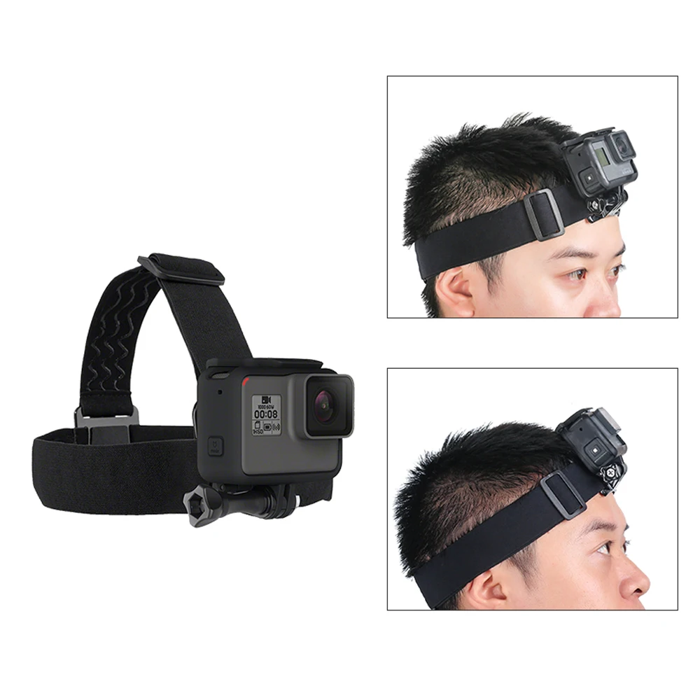 Anti-slip Glue Elastic Adjustable Head Strap with Hat Backpack Quick Clip Mount for GoPro Hero 7 6 5 4 3 Session SJCAM Camera Accessories 