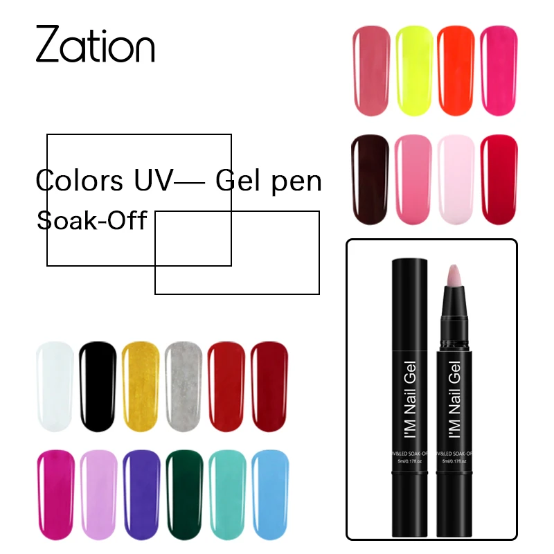 

Zation Soak Off UV Gel Nail Pen Polish 5ml Colorful Color Nail Art Gel Varnish Polish Lacquer GelLak Easy To Use Lucky Gel Nails