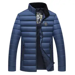 Мужская хлопковая стеганая куртка 2018 модная утепленная куртка с воротником-стойкой Мужская Зимняя парка повседневная одежда верхняя