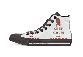 

keep calm and carrion buzzard grunge red stripe Casual High Top Canvas shoes sneakers For Drop shipping