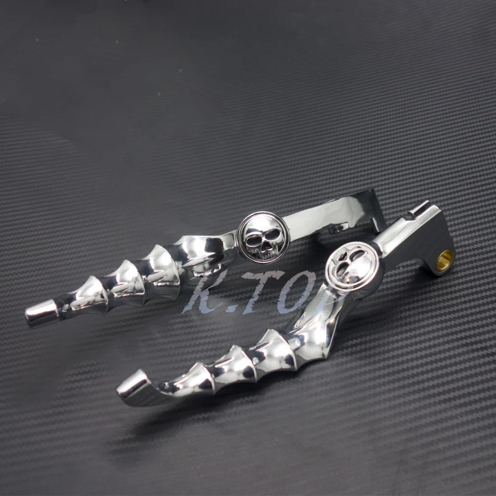 

1 Pair Motorcycle Chrome Steel Skull Skeleton Lever Brake Clutch Fit For Honda Shadow VTX VT 600 750