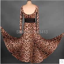 Бальный танцевальный костюм сексуальный был тонкий пояс платье для женщин Высококлассные дикие леопардовые бальные танцы соревнование платье 3 цвета