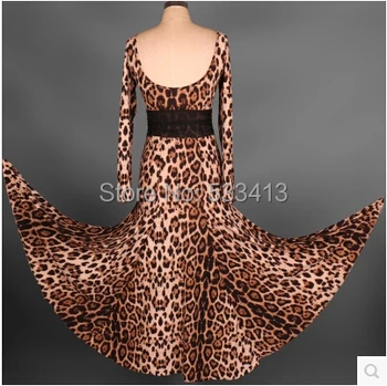 

New ballroom dance costume sexy was thin waist dress for women upscale wild leopard ballroom dance competition dress 3colors