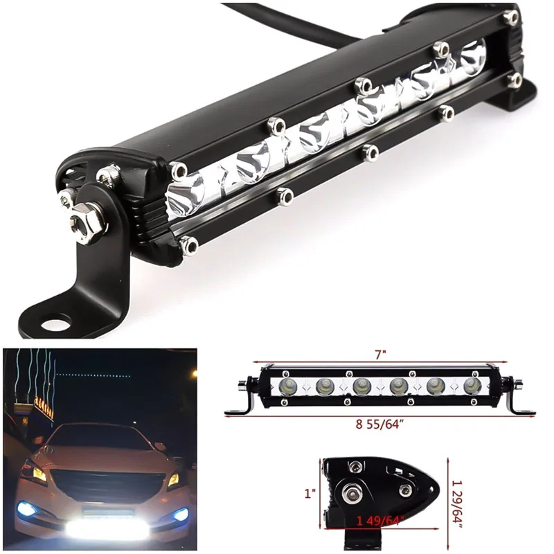 

7" inch 18W LED Light Bar Spotlight Offroad Fog Lamp Vehicle 6LED Driving Work Lamp Offroad SUV Truck Tractor 12V LED Bar