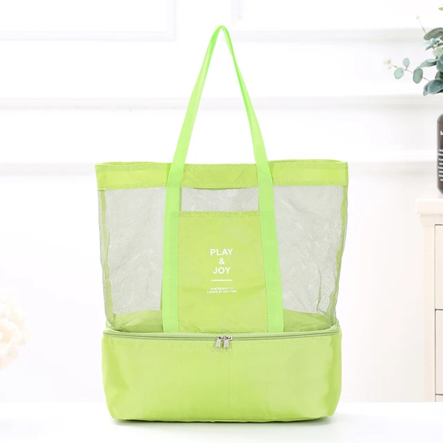 1Pc Women Mesh Transparent Bag Double-layer Heat Preservation Large Portable Insulated Picnic Beach Bags High Capacity New 2019 2