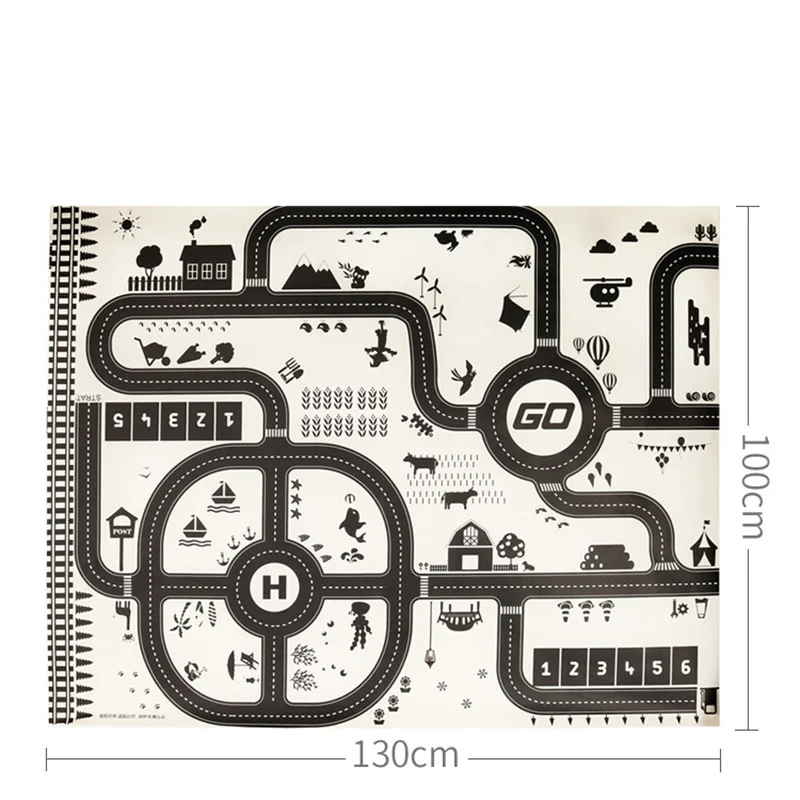 130*100 CM Portable Play Mat Traffic Highway Routes City Scene Map Model Car Toy Game Pad Interactive Developing Crawling Mat