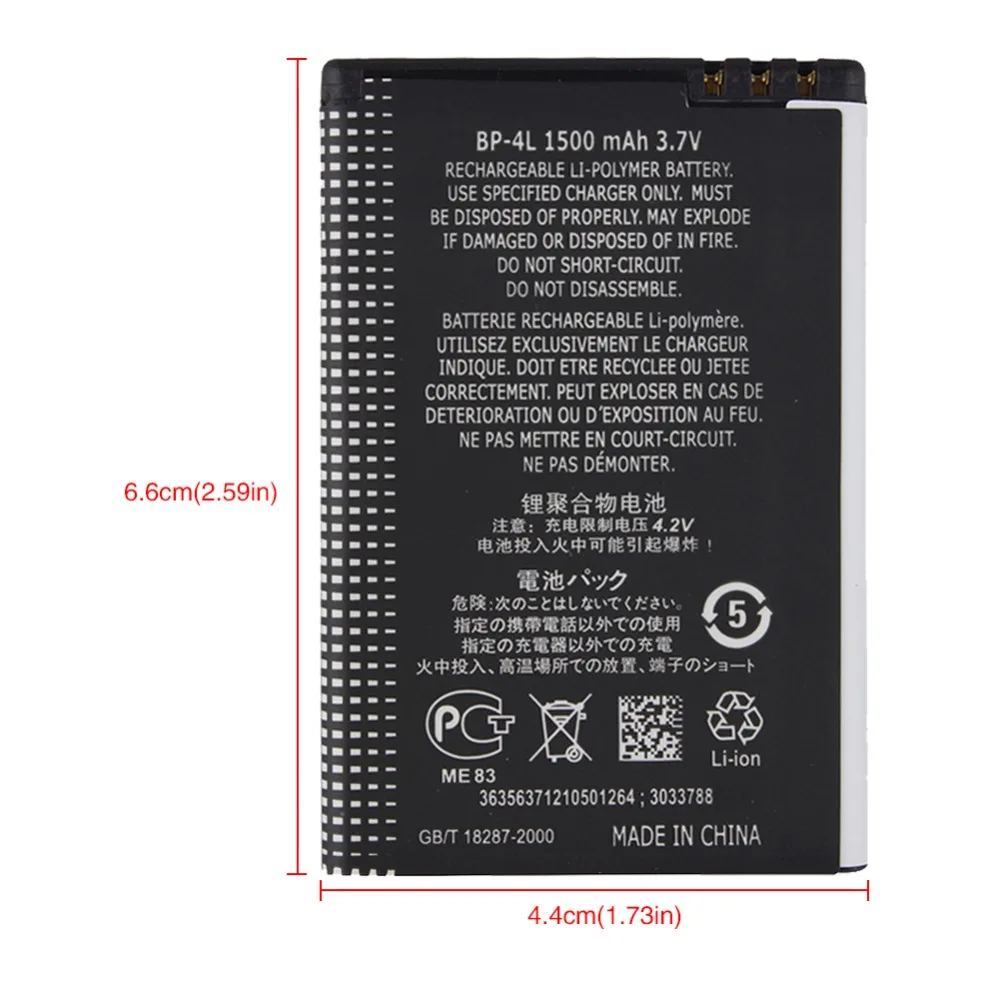 Аккумулятор GOLDFOX для телефона Nokia E61i E63 E90 E95 E71 6650F N97 N810 E72 E52 BP4L BP 4L 1 шт. 1500 мАч|bp-4l