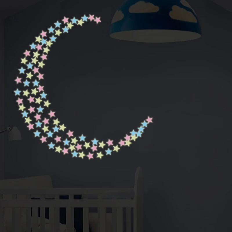 DIY 3D Звезды Луна светится в темноте светящиеся флуоресцентные бабочки Метеор пластиковые наклейки игрушки для детей спальня