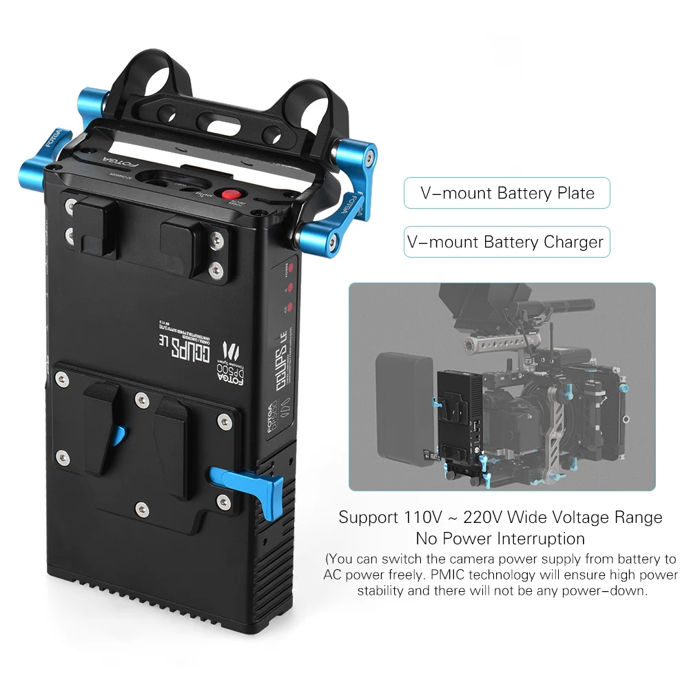 FOTGA DP500III 2 в 1 V mount адаптер зарядное устройство 15 мм стержень зажим для Canon Nikon Sony