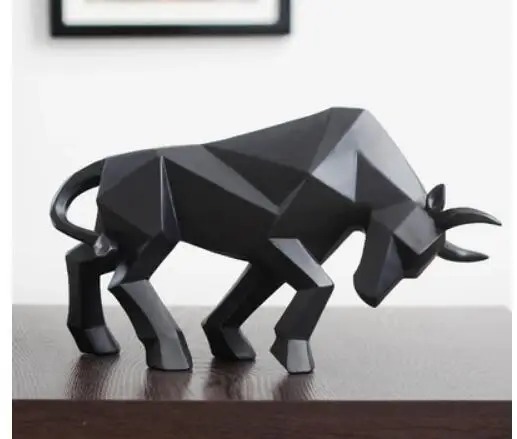 

Abstract Black cow Sculpture Geometric Resin ox Statue Wildlife Decor Gift Craft Ornament Accessories Furnishing escultura