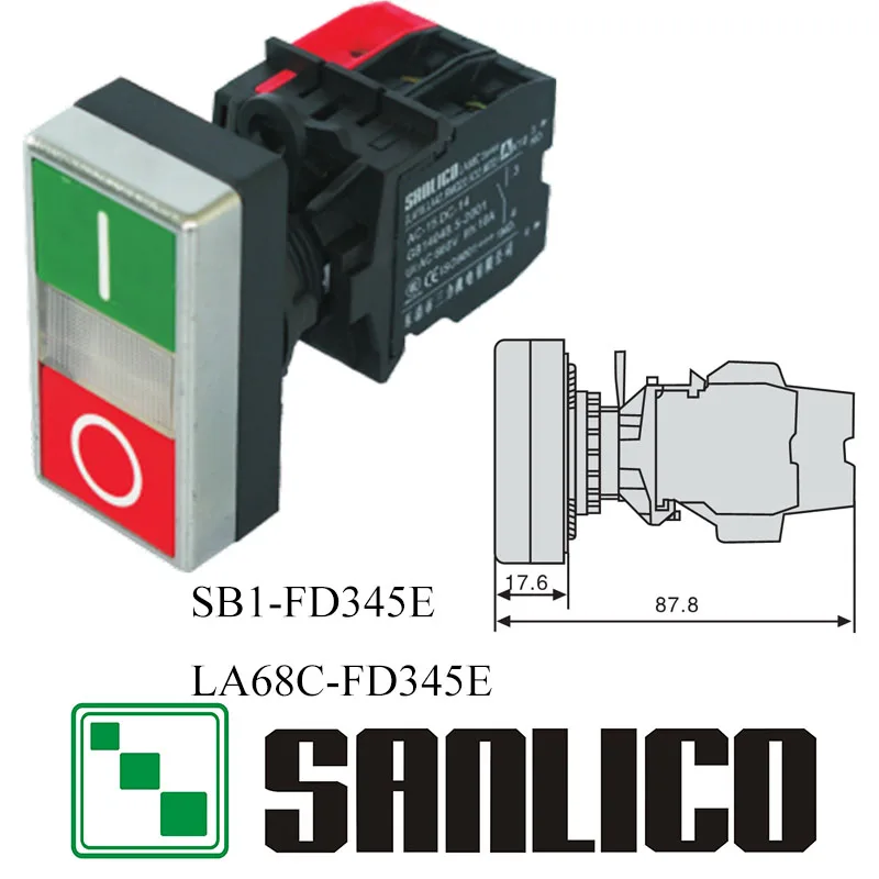 

waterproof LED illuminated double-headed push button switch momentary double head switch SB1(LA68C M22)-FD345E spring return