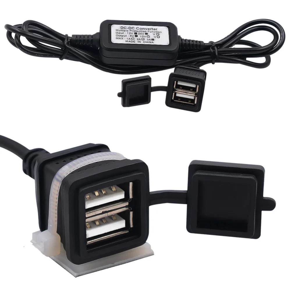 

Dual USB Socket Car Cigarette Lighter 12-24V 3A Waterproof Motorcycle Charger Phone Tablet Usb Power Outlet