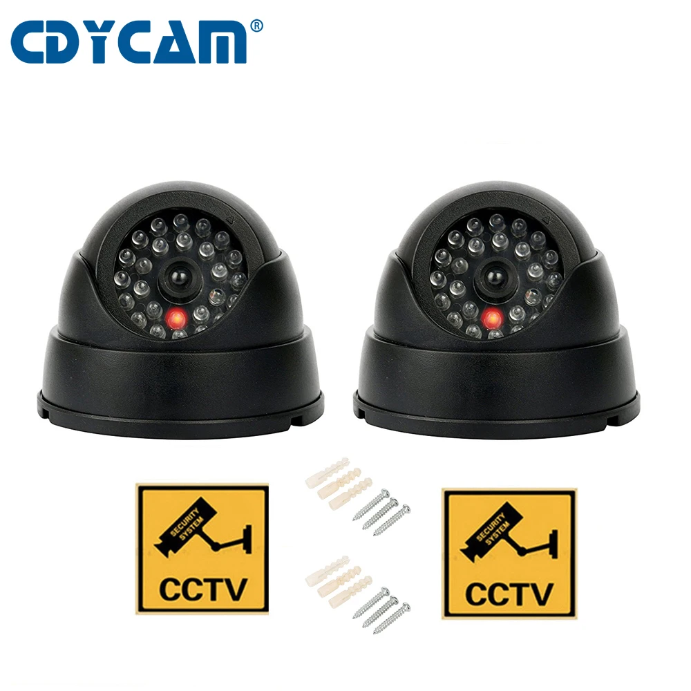 

CDYCAM 2PCS(1 bag) CCTV Fake Camera Mini Dummy Surveillance Security Dome Camera 30 lights 1 flashing LED lights outdoor/indoor