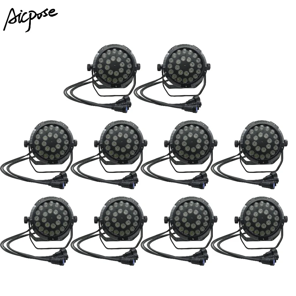 

10Pcs/lots IP65 Outdoor Waterproof24x12W RGBW 4in1 Or 24*18W 6in1 Led Par Light With DMX512 IP65 Staining Lighting Wall Washer