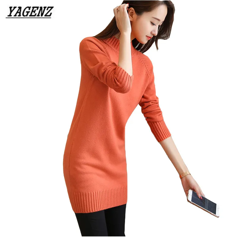 Factory direct sales Medium long Turtleneck Sweater Knitted Women's Clothing Winter Loose Pullover Casual Shirt Women Sweater