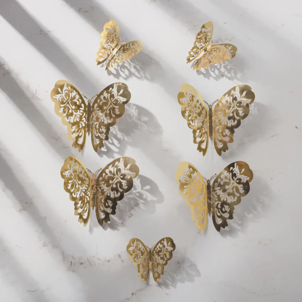 

12 Pcs 3D Effect Crystal Butterflies Wall Sticker Beautiful Butterfly for Kids Room Wall Decals Home Decoration On the Wall #YY