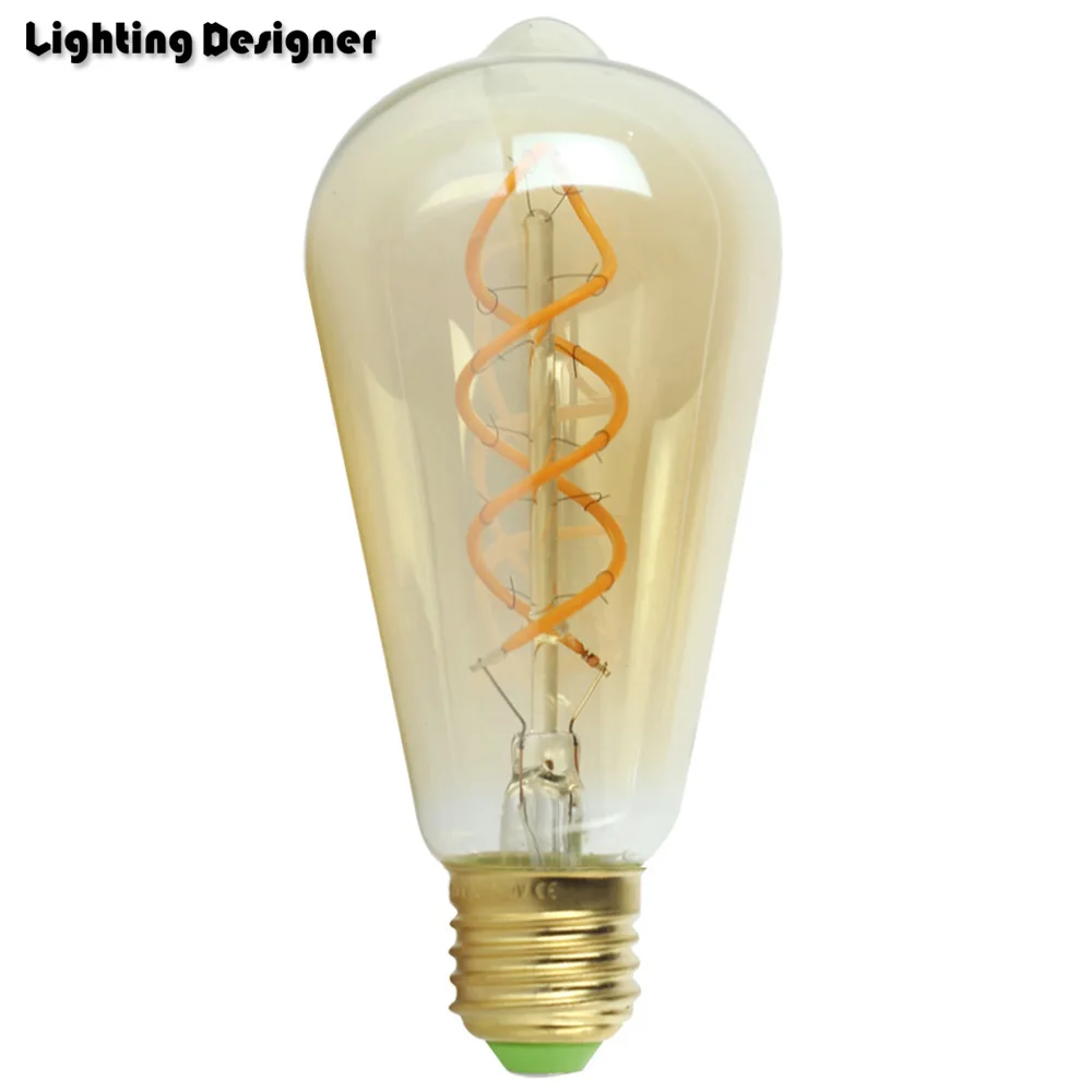 2x mbar LED E27 4W ST64 Spiral Filament Glühbirne Edison Vintage Glühlampe 2200K 2x mbar LED E27 4W ST64 Spiral Filament Glühbirne Edison Vintage Glühlampe 2200K
