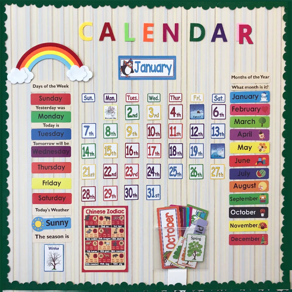 Calendário de Férias Gestão do Tempo Palavra para Crianças Data Mês Parede Tempo Solar Termo Crianças Aprender Inglês Cartões Bebê 148 Pçs - Set 3 Computers & Electronics