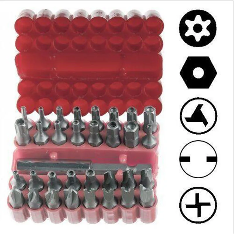 Security Tamper Proof Bit Set 33pc Torq Torx Hex Star Spanner Tri Wing