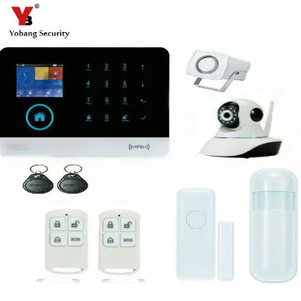 

Yobang Security WIFI GSM IP Camera Door Window Sensor Remote Controller Alert with iOS Android Alarm System Wired Indoor Siren