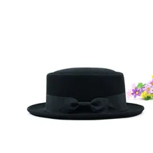 Dwayne/Черная мужская шляпа на плоской подошве с бантиком из чистой шерсти, Мужская джазовая шляпа для мужчин, Gentlman, осенне-зимняя шерстяная войлочная одежда в английском стиле