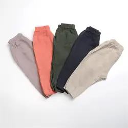 2018 летние однотонные Цвет белье плиссированные детские штаны до колен для Штаны для маленьких мальчиков и девочек штаны-шаровары для детей