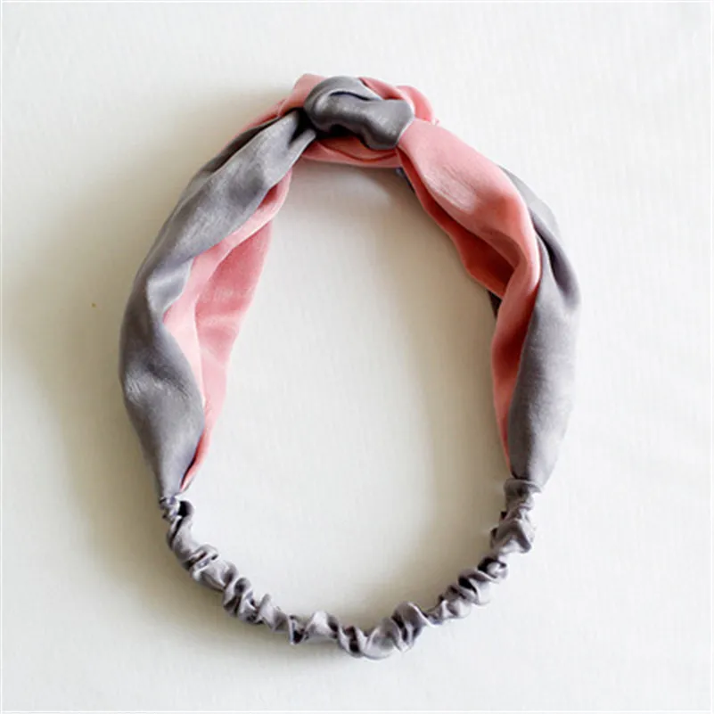 4 Gray Pink Модный Эластичный ободок с перекрестными бантиками, женские повязки для волос, корейский тюрбан, банданы, украшение для волос, аксессуары для волос - Цвет: 4 Gray Pink