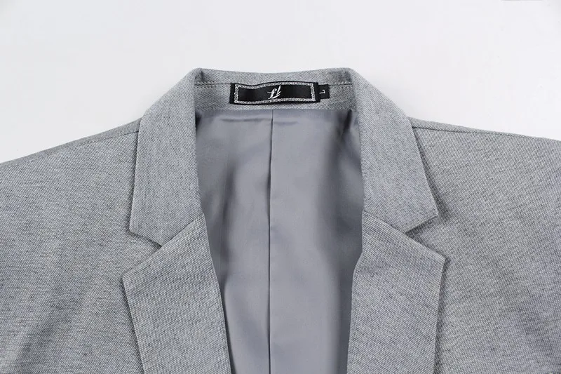 Новинка, Осеннее лоскутное пальто для мужчин, приталенный Повседневный пиджак, хлопковый Мужской Блейзер, куртка на одной пуговице, серый мужской пиджак