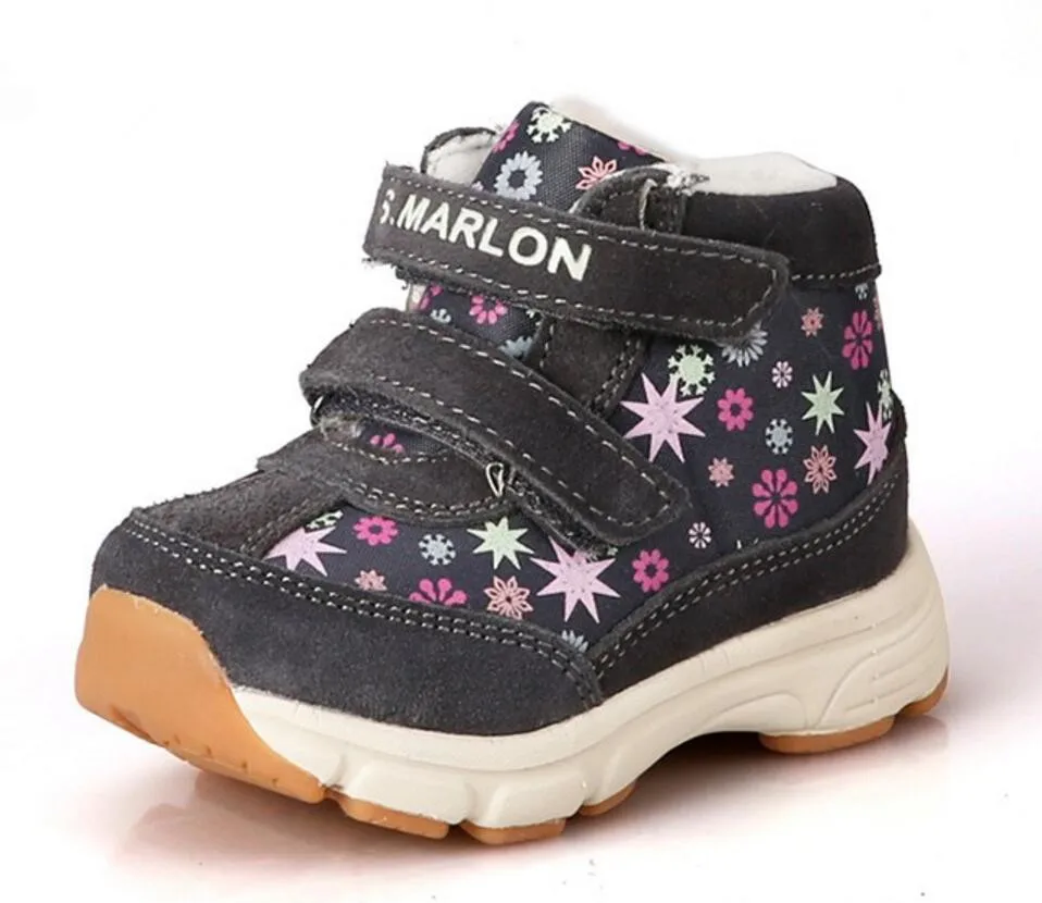 

Toddler Genuine Leather Snow Boots Unisex Boys & Girls Winter Fashion Boots With Wool Non-slip Hook & Loop For Baby Child