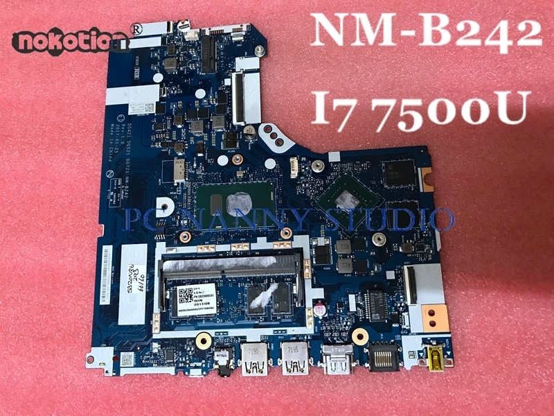 NOKOTION DG421 DG521 DG721 NM-B242 материнская плата для lenovo IdeaPad 320-15ISK 15," Тетрадь I7 7500U 2,70 ГГц DDR4 материнская плата