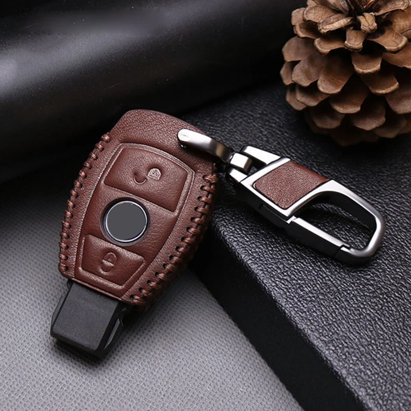 

Case Car Key Cover Fob W/ Chain 2 buttons Protective shell For Mercedes Benz