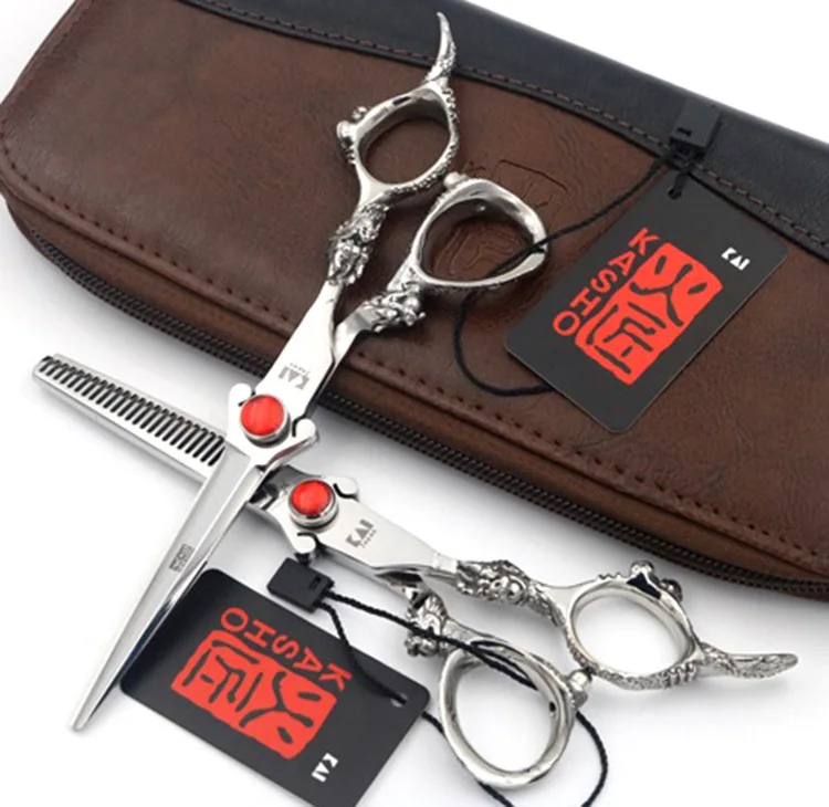 

Kasho 6.0" Professional Human Hair Scissors Set ,Japan440C,Rhinestone handle Barber Razor Edge Hairdressing Scissors Set Silver