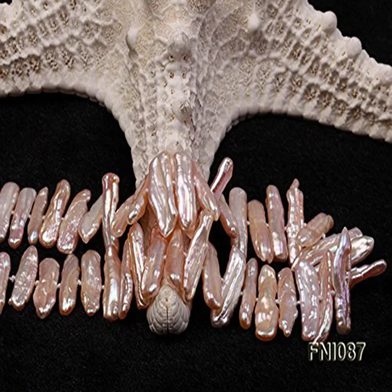 JYX классическое длинное жемчужное ожерелье в форме бивы ожерелье s 7x20 мм розовый натуральный пресноводный 1" vitange chains