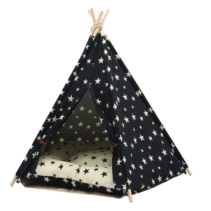 

JORMEL 2019 Fashion New Pet Tent Dog Teepee Cat Toy House Portable Washable Pet Bed Star Pattern Not Contain Mat
