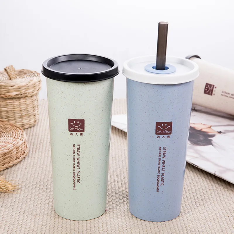 Thermos Drinking Cup Portable Large 470ml Wheat Straw Water Cup with