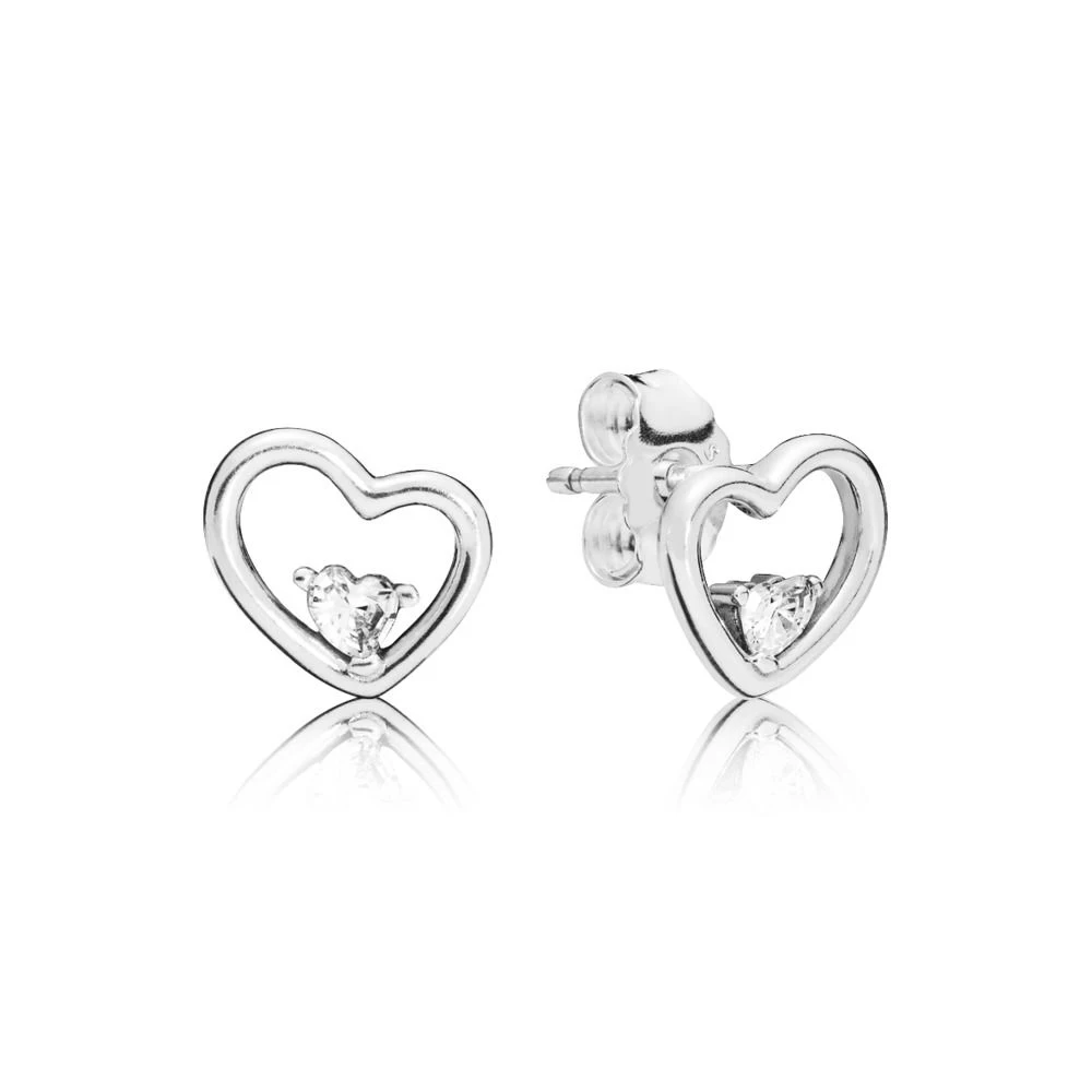 

2019 Valentine Day 925 Sterling Silver Asymmetric Hearts of Love Original Pandora Stud Earrings For Women Charm Gift DIY Jewelry